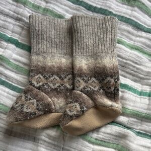 Kids Moccasin Socks - Brown and Cream